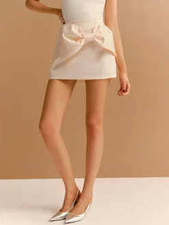 Mid-Waist Bow Decor A-Line Mini Skirt