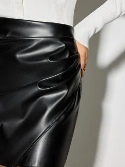 Mid-Waist Faux Leather Pleated Mini Skirt