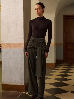 Mid-Waist Knotted Pants