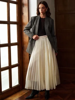 Mid-Waist Pleated Flowy Skirt
