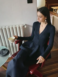 Mid-Waist Ruffle Sweater Pants