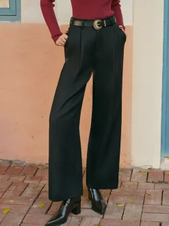 Mid-Waist Tweed Pants Without Belt