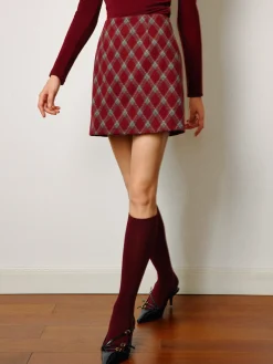 Mid-Waist Tweed Zipper Skirt