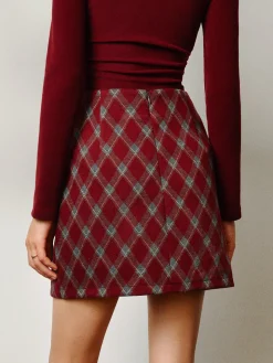 Mid-Waist Tweed Zipper Skirt