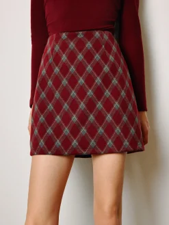 Mid-Waist Tweed Zipper Skirt