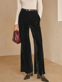 Mid-Waist Velvet Pants Without Belt