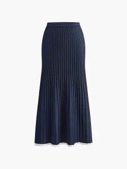 Minimalism Contrast Trim Sweater Skirt Set