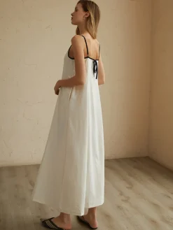 Minimalism Contrast Trim Long Dress