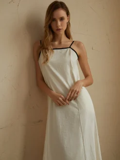 Minimalism Contrast Trim Long Dress