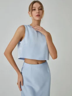 Minimalism Stain Split Cropped Top