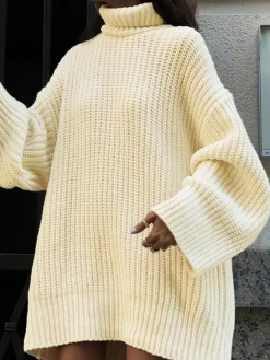 Minimalism Turtleneck Short Sweater Dress