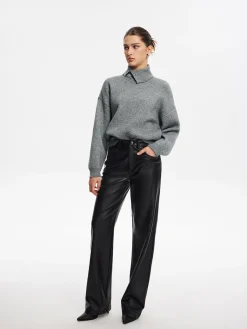 Minimalist Button Turtleneck Sweater