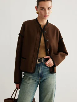 Minimalist Contrast Trim Tweed Jacket