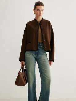 Minimalist Contrast Trim Tweed Jacket