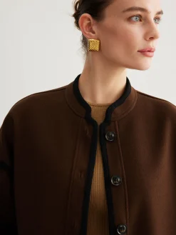 Minimalist Contrast Trim Tweed Jacket