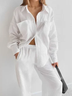 Minimalist Cotton Two Piece Pants Set