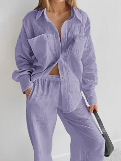 Minimalist Cotton Two Piece Pants Set