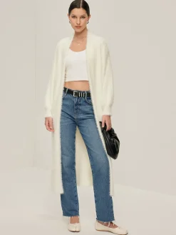 Minimalist Fuzzy Long Cardigan