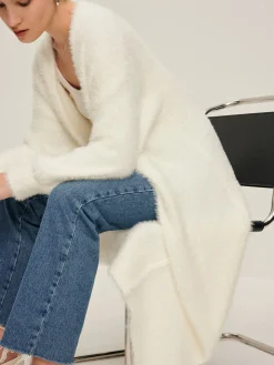 Minimalist Fuzzy Long Cardigan