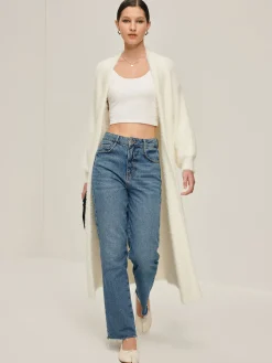 Minimalist Fuzzy Long Cardigan