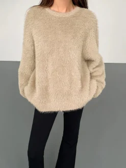 Minimalist Fuzzy Pullover Sweater