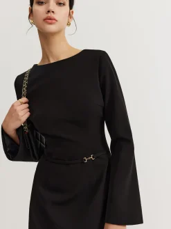 Minimalist Long Sleeve Belted Dress