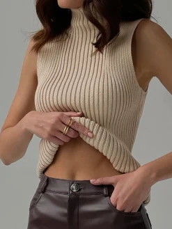 Minimalist Mock Neck Rib Tank Top