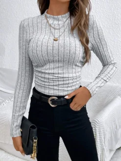 Minimalist Mock Neck Ribbed Top