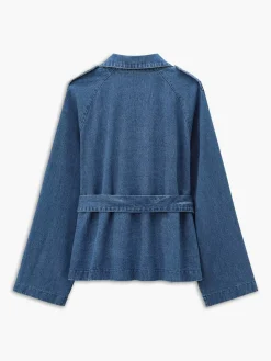 Minimalist Plain Belted Denim Jacket