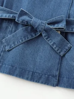 Minimalist Plain Belted Denim Jacket