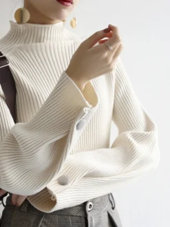 Minimalist Plain Ribbed Sweater