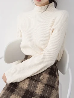 Minimalist Plain Ribbed Sweater