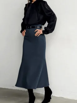 Minimalist Plain Skirt Without Belt
