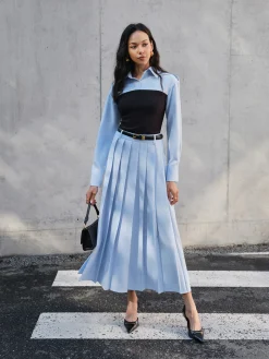 Minimalist Pleated Skirt Without Belt