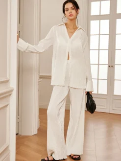 Minimalist  Plisse Wide Leg Pants