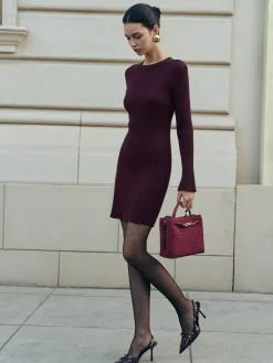 Minimalist Ribbed Sweater Short Dress