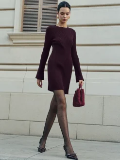 Minimalist Ribbed Sweater Short Dress