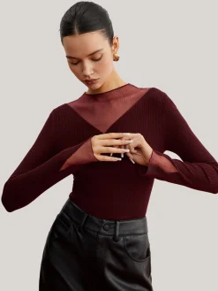 Minimalist Sheer Ribbed Stretch Sweater