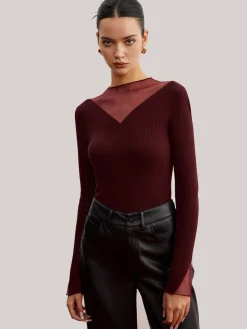 Minimalist Sheer Ribbed Stretch Sweater