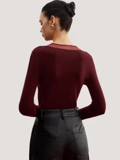 Minimalist Sheer Ribbed Stretch Sweater