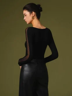 Minimalist Sheer Sleeve Blouse