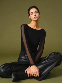 Minimalist Sheer Sleeve Blouse