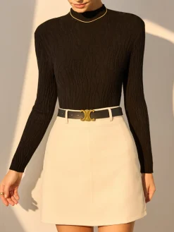 Minimalist Slim Plisse Knit Top