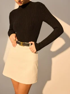 Minimalist Slim Plisse Knit Top