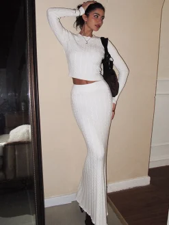Minimalist Sweater Slim Skirt Set