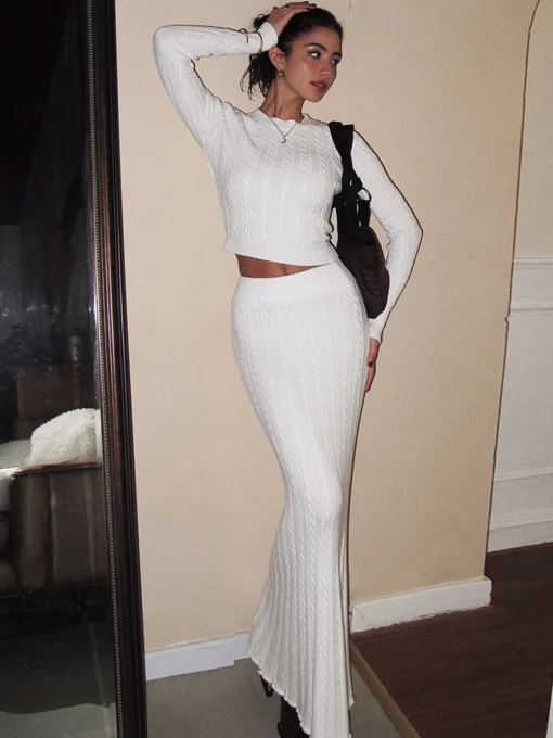 Minimalist Sweater Slim Skirt Set