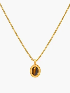 Minimalist Tiger Eye Pendant Necklace