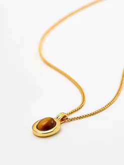 Minimalist Tiger Eye Pendant Necklace