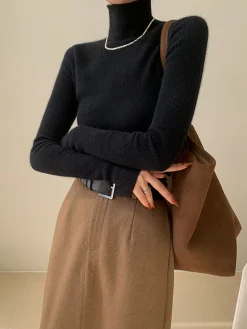 Minimalist Turtleneck Skinny Sweater