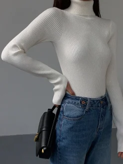 Minimalist Turtleneck Slim Knit Top